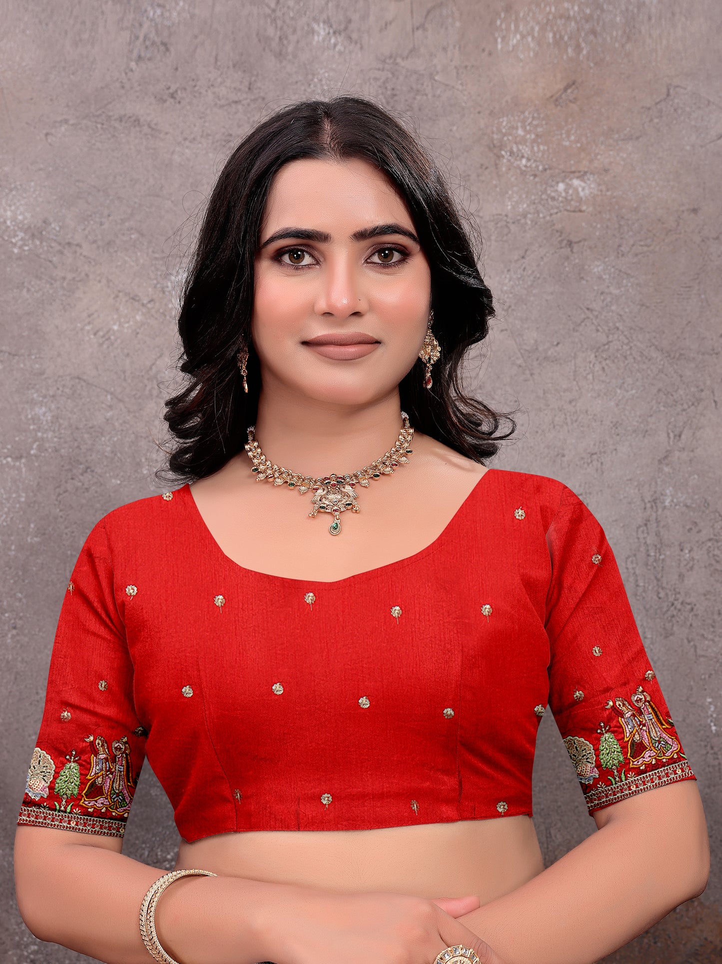 Teal Diamond Motif Vichitra Blooming Saree
